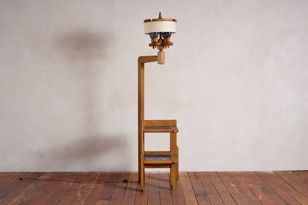 Guillerme et Chambron Floor Lamp with Ceramic Tile Shelves