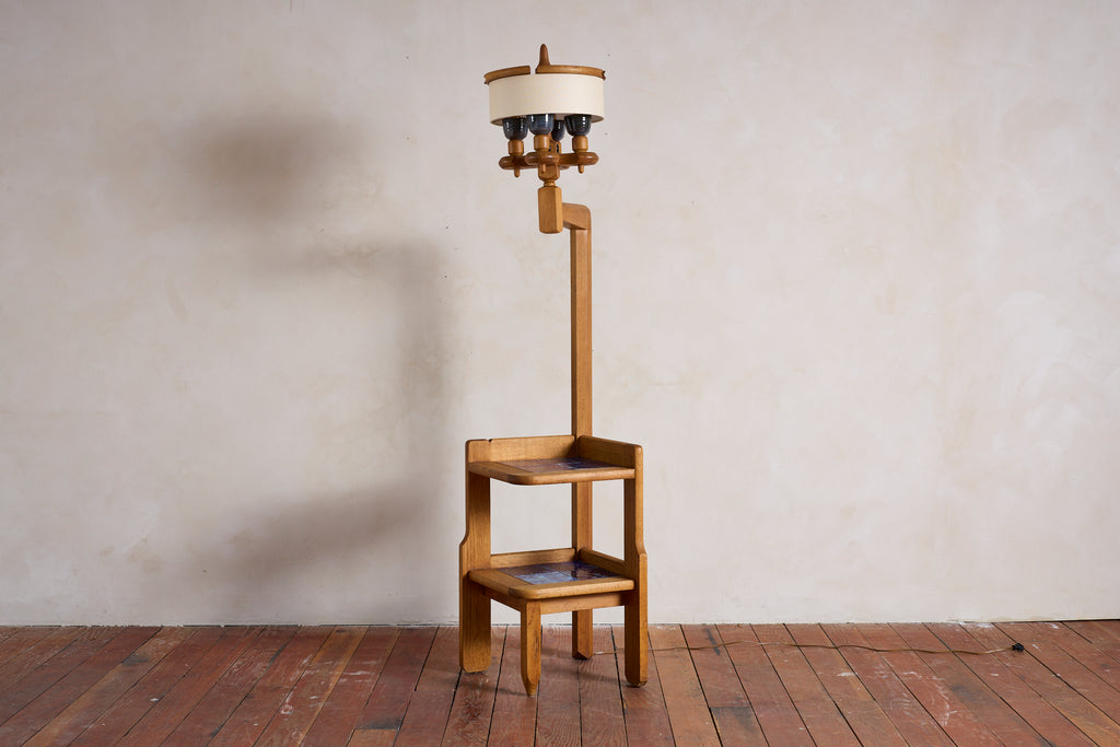Guillerme et Chambron Floor Lamp with Ceramic Tile Shelves