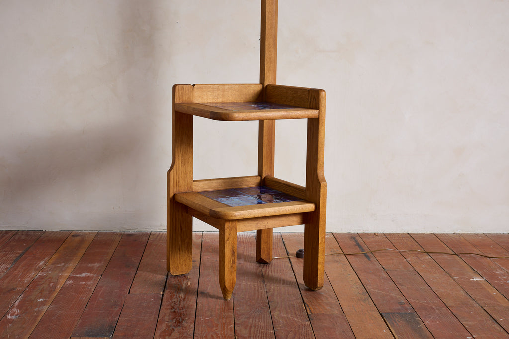 Guillerme et Chambron Floor Lamp with Ceramic Tile Shelves