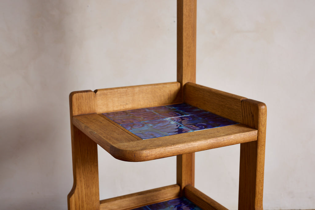 Guillerme et Chambron Floor Lamp with Ceramic Tile Shelves