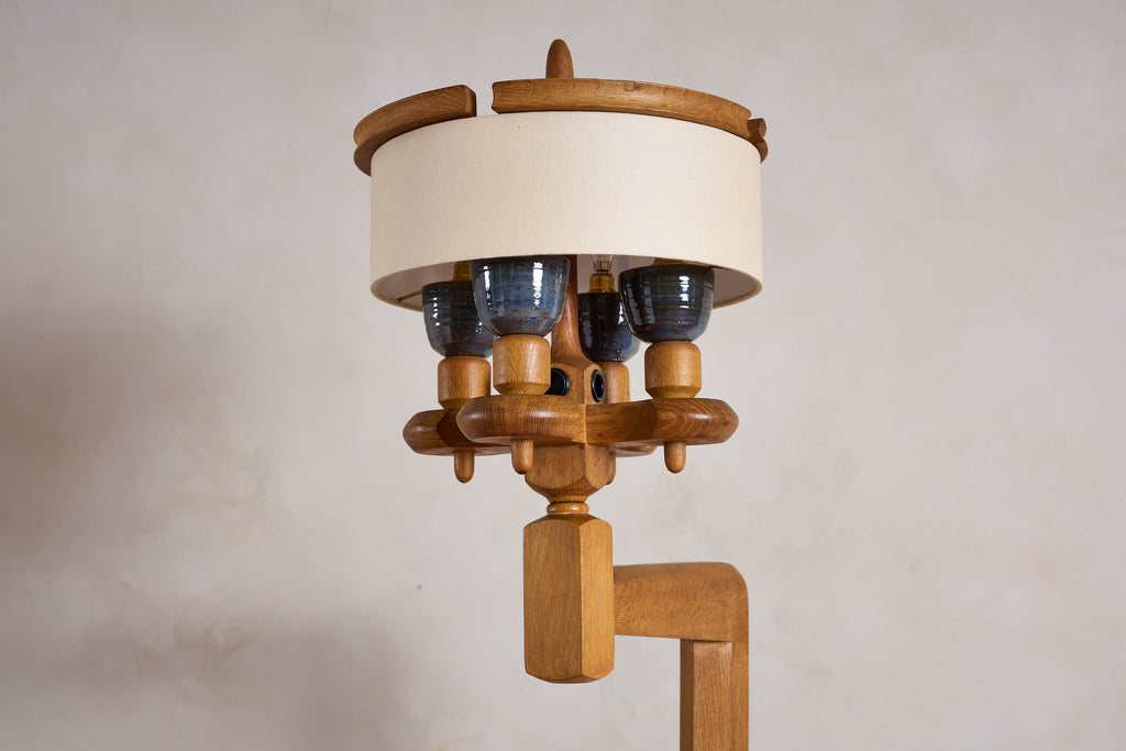 Guillerme et Chambron Floor Lamp with Ceramic Tile Shelves