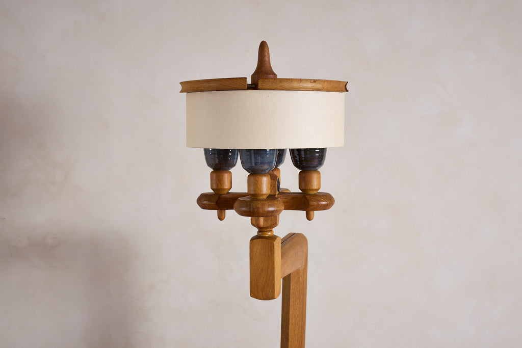 Guillerme et Chambron Floor Lamp with Ceramic Tile Shelves