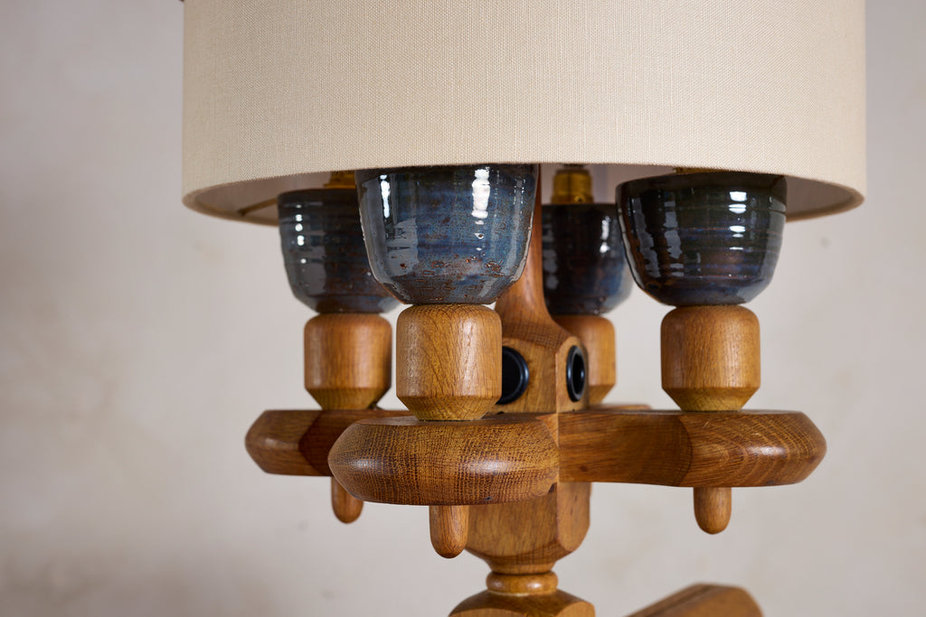 Guillerme et Chambron Floor Lamp with Ceramic Tile Shelves