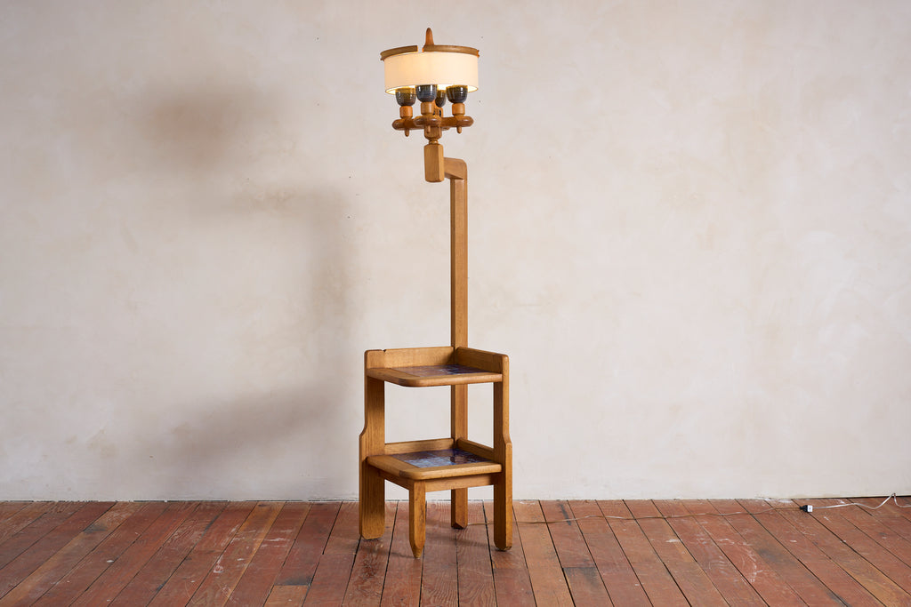 Guillerme et Chambron Floor Lamp with Ceramic Tile Shelves