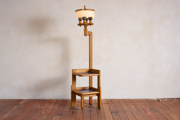 Guillerme et Chambron Floor Lamp with Ceramic Tile Shelves