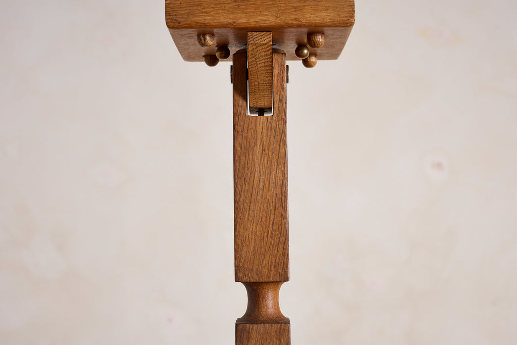 Large Guillerme et Chambron Oak Pendant w/ Turquoise Ceramic