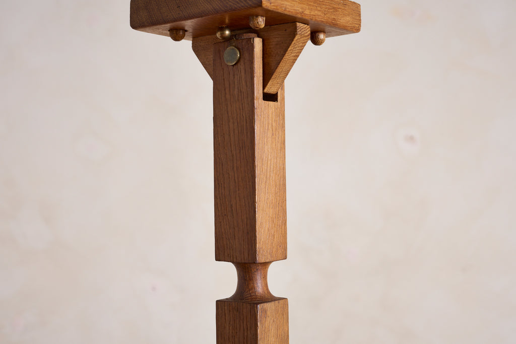 Large Guillerme et Chambron Oak Pendant w/ Turquoise Ceramic