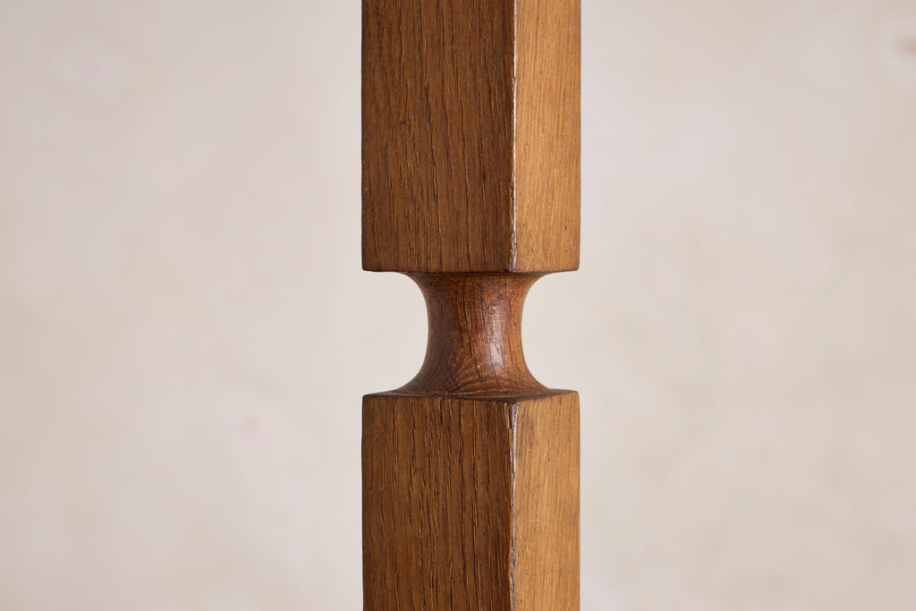 Large Guillerme et Chambron Oak Pendant w/ Turquoise Ceramic