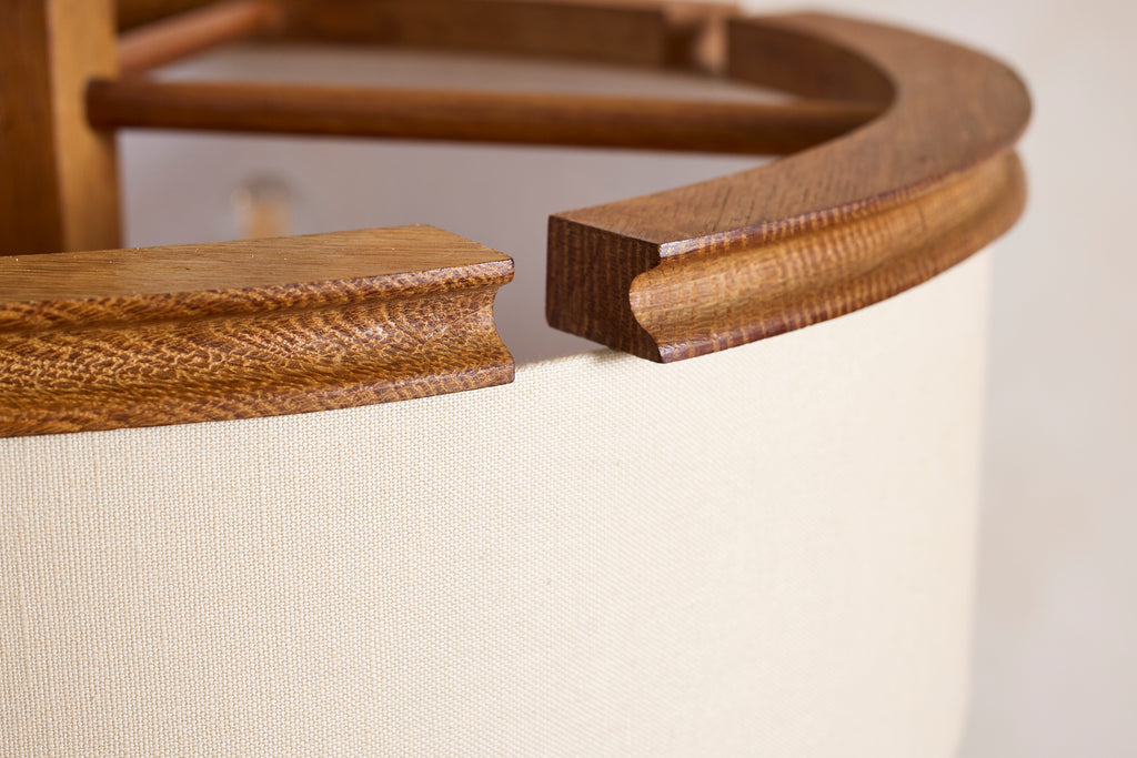 Large Guillerme et Chambron Oak Pendant w/ Turquoise Ceramic