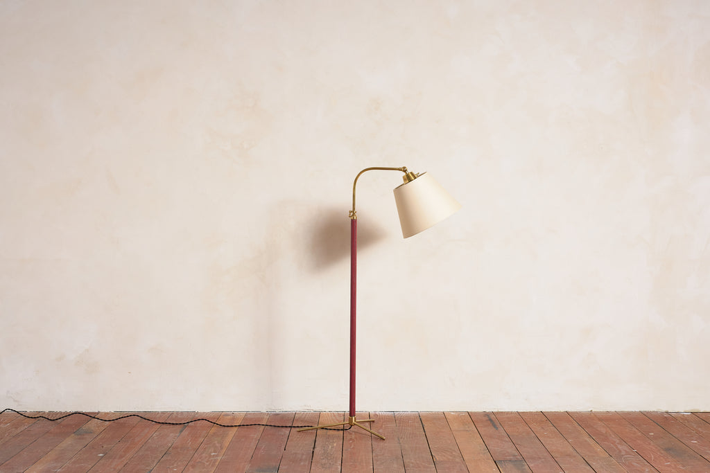 Red Jacques Adnet Style Floor Lamp