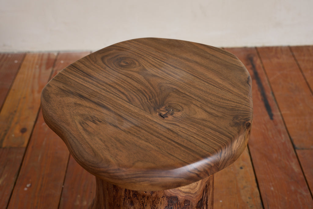 French Carved Brutalist Stool