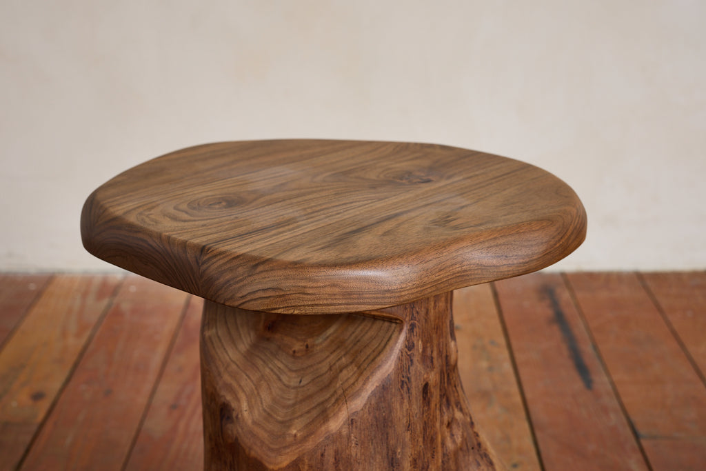 French Carved Brutalist Stool
