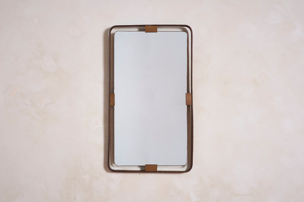 Leather Jacques Adnet Mirror