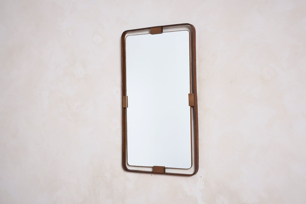 Leather Jacques Adnet Mirror