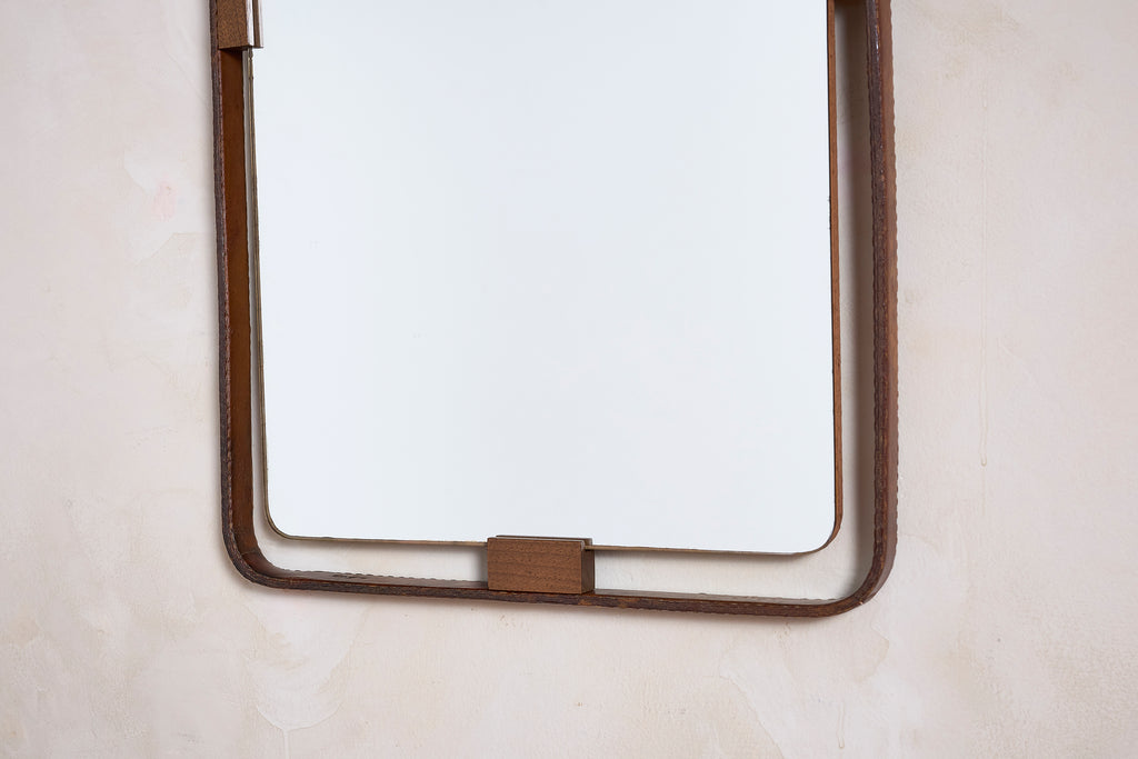 Leather Jacques Adnet Mirror