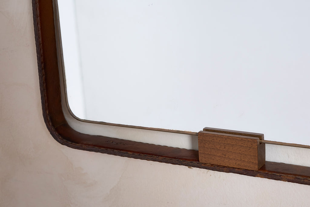 Leather Jacques Adnet Mirror