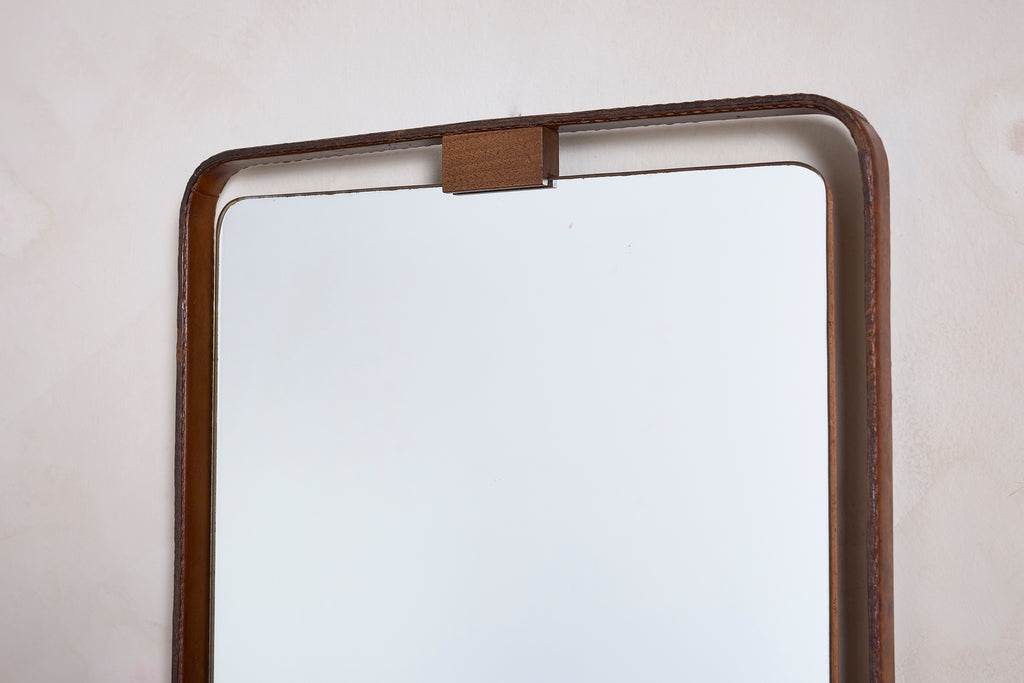 Leather Jacques Adnet Mirror