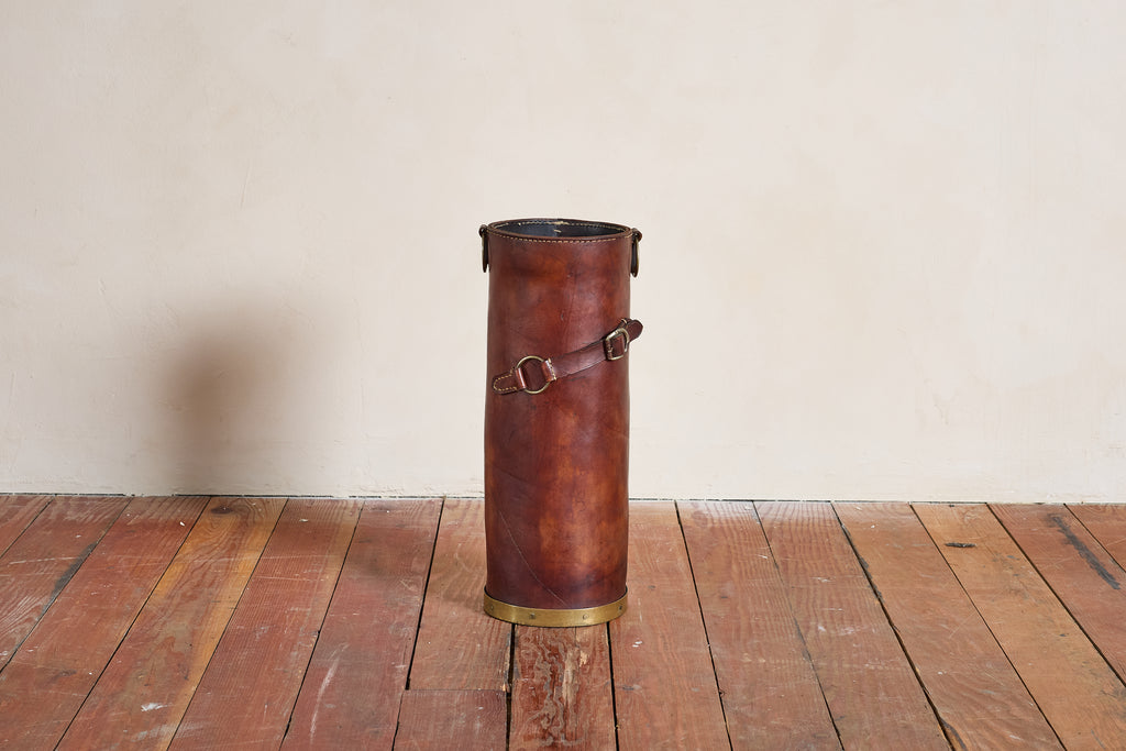 Jacques Adnet Style Leather Umbrella Holder