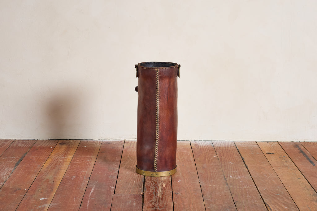 Jacques Adnet Style Leather Umbrella Holder