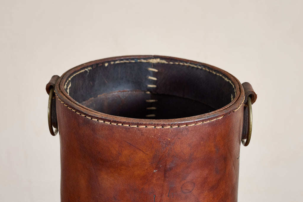 Jacques Adnet Style Leather Umbrella Holder