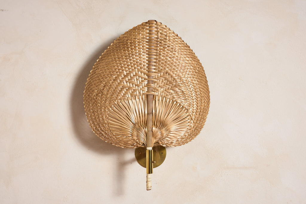 Italian Rattan Fan Sconces by Vivai del Sud