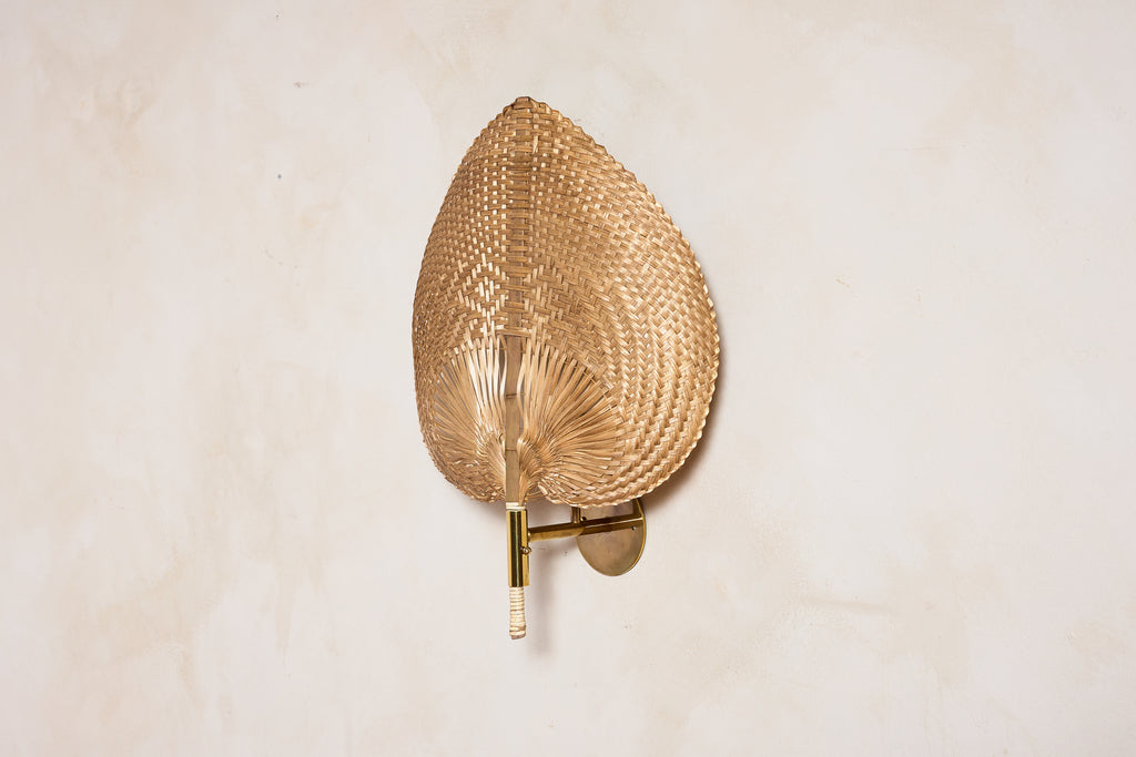 Italian Rattan Fan Sconces by Vivai del Sud