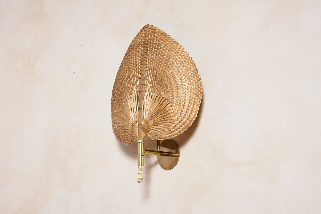 Italian Rattan Fan Sconces by Vivai del Sud