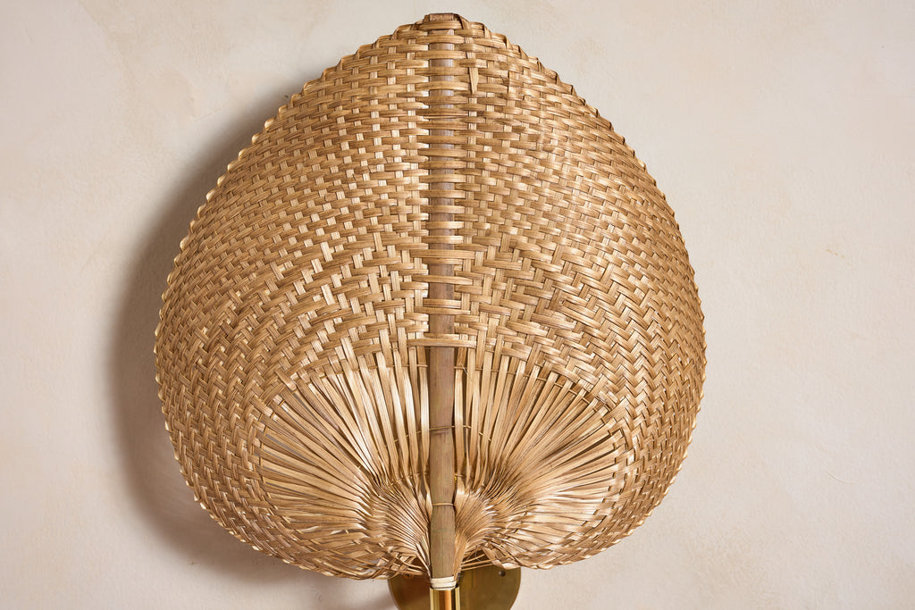 Italian Rattan Fan Sconces by Vivai del Sud