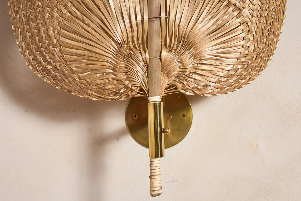 Italian Rattan Fan Sconces by Vivai del Sud