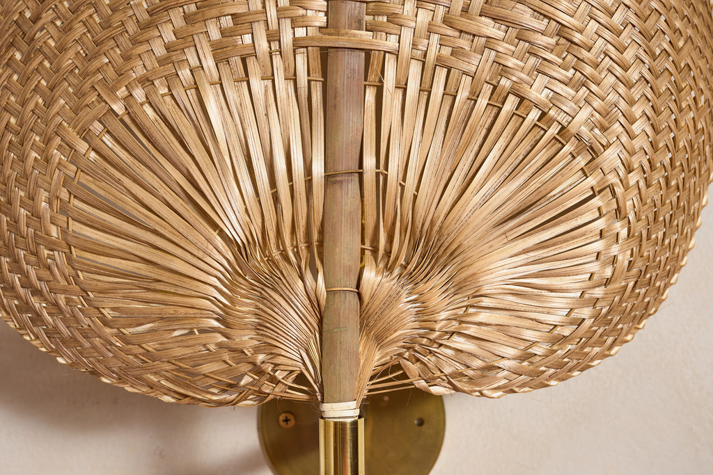 Italian Rattan Fan Sconces by Vivai del Sud