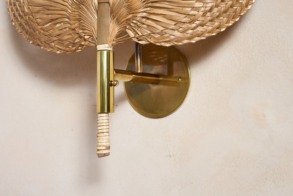 Italian Rattan Fan Sconces by Vivai del Sud