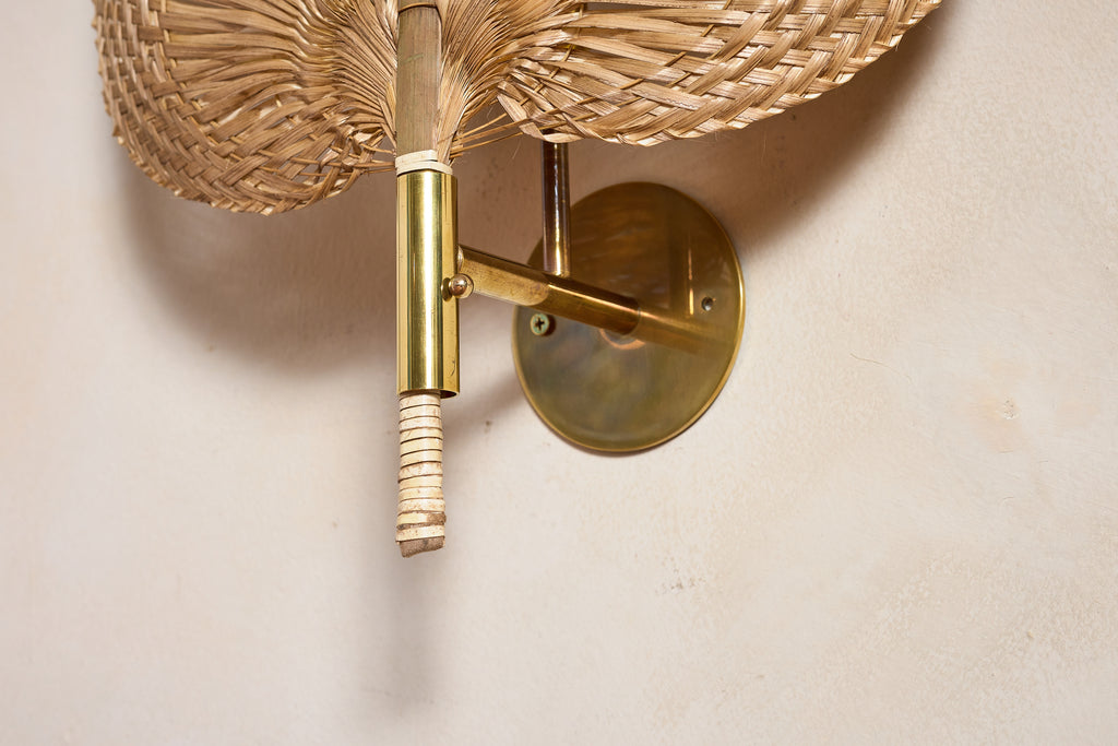 Italian Rattan Fan Sconces by Vivai del Sud