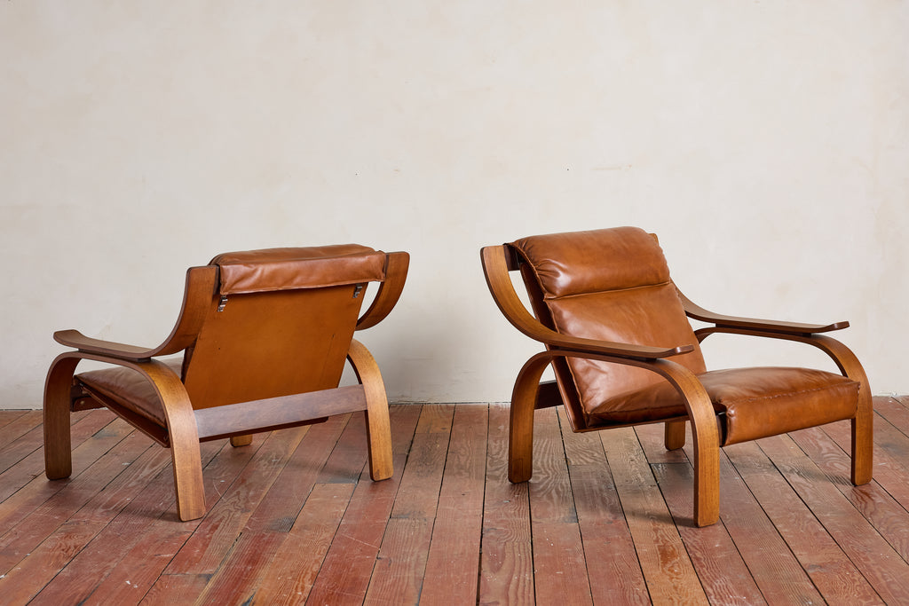 Pair of Marco Zanuso Leather Armchairs