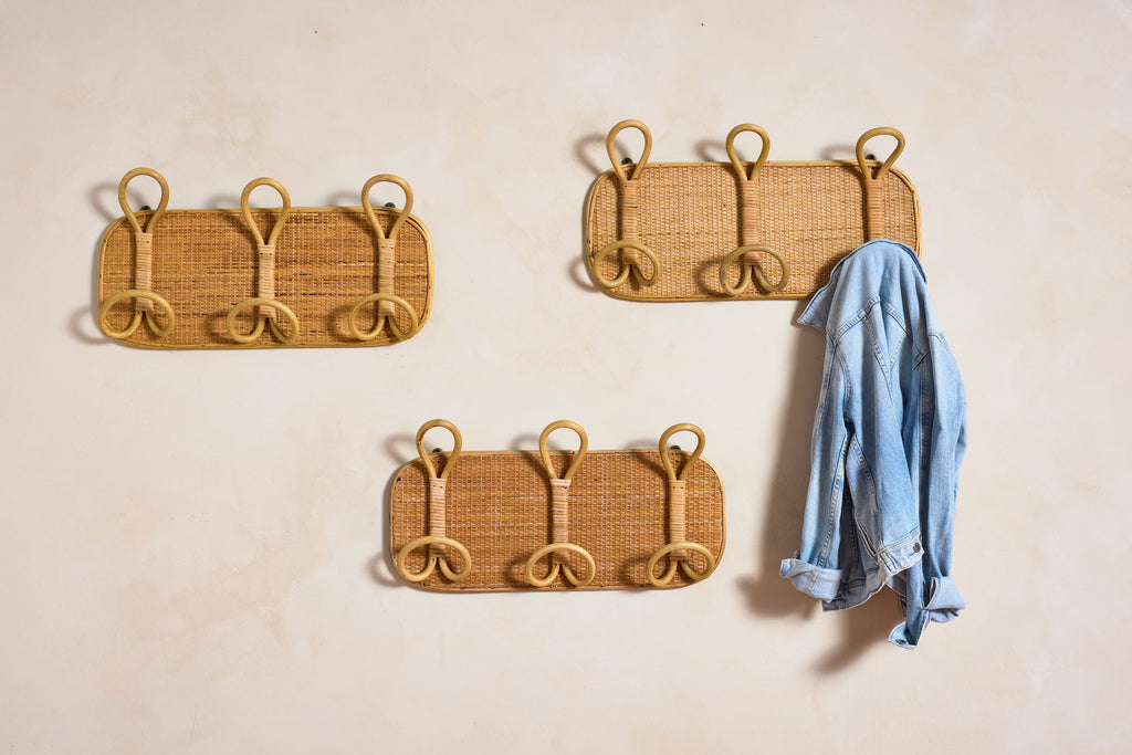 Italian Rattan Coat Rack