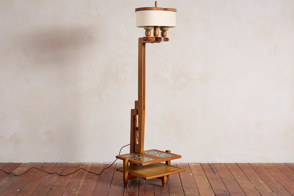 Guillerme et Chambron Floor Lamp with Low Shelf