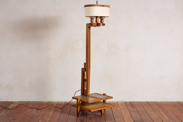 Guillerme et Chambron Floor Lamp with Low Shelf