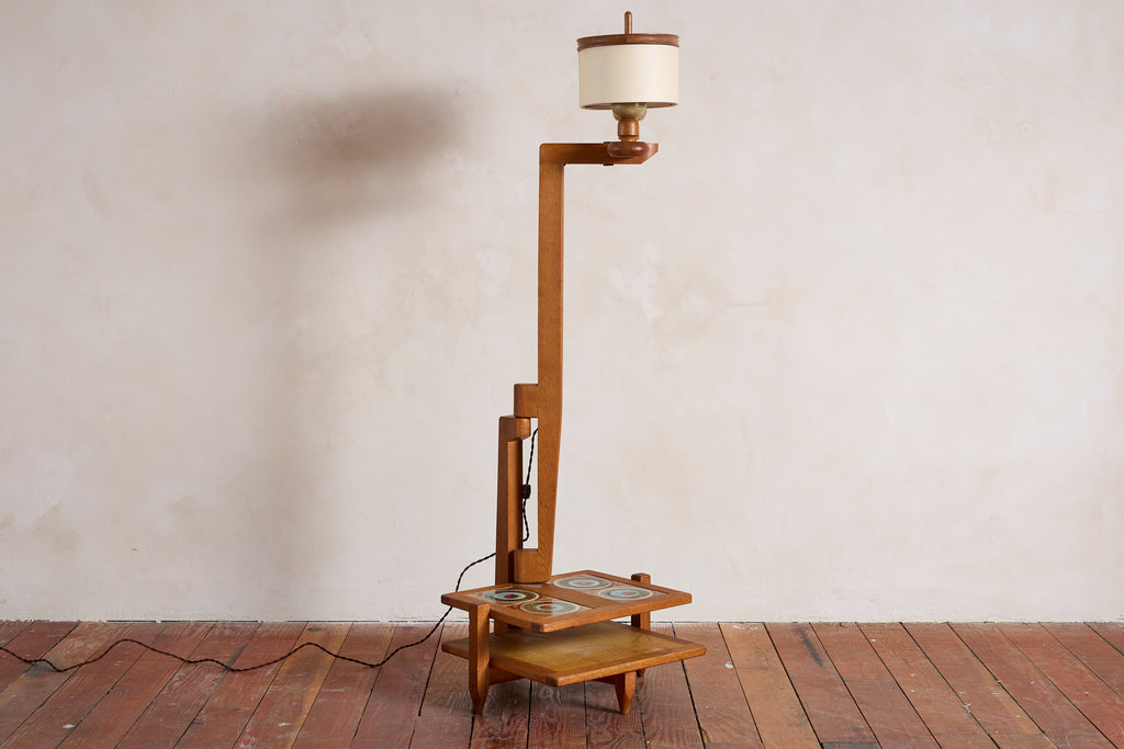 Guillerme et Chambron Floor Lamp with Low Shelf