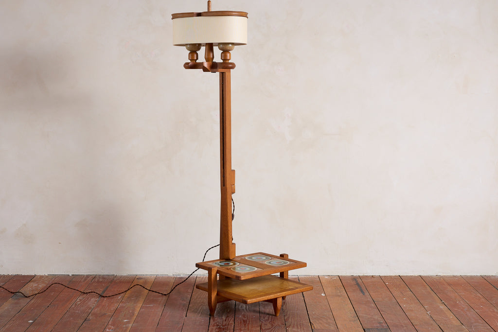 Guillerme et Chambron Floor Lamp with Low Shelf