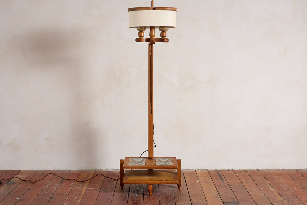 Guillerme et Chambron Floor Lamp with Low Shelf