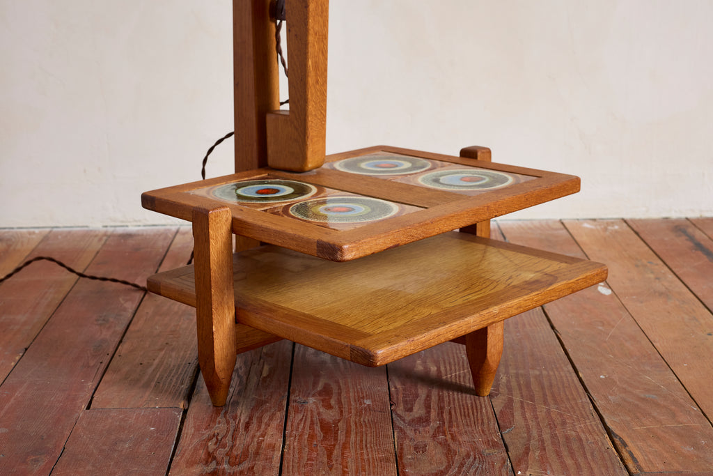 Guillerme et Chambron Floor Lamp with Low Shelf