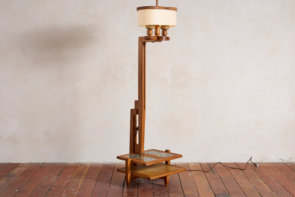 Guillerme et Chambron Floor Lamp with Low Shelf