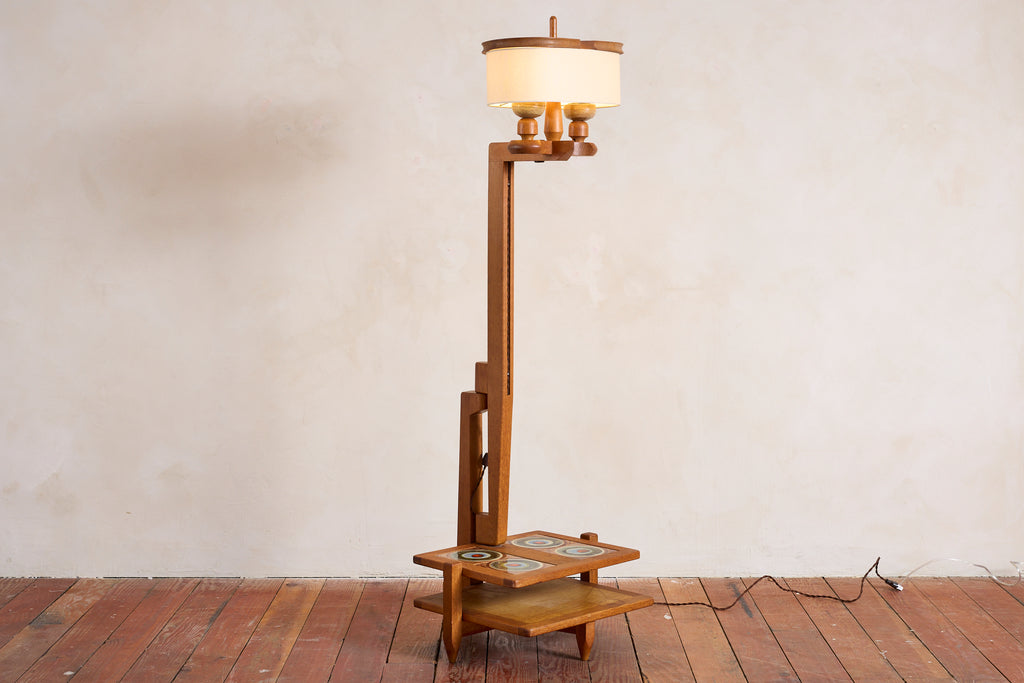 Guillerme et Chambron Floor Lamp with Low Shelf