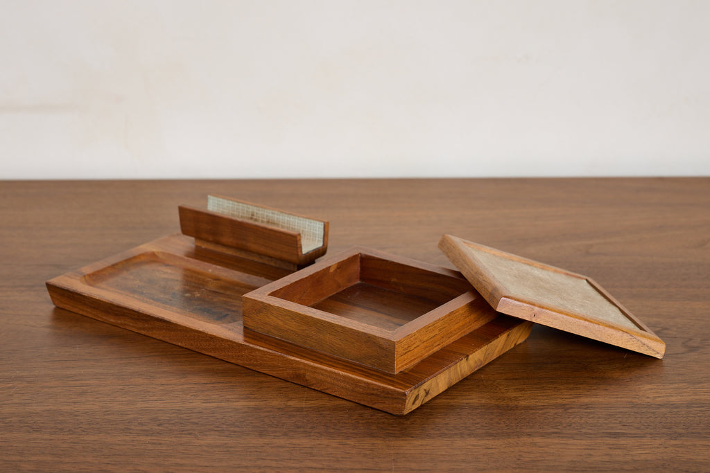 Vintage French Wooden Tabletop Organizer