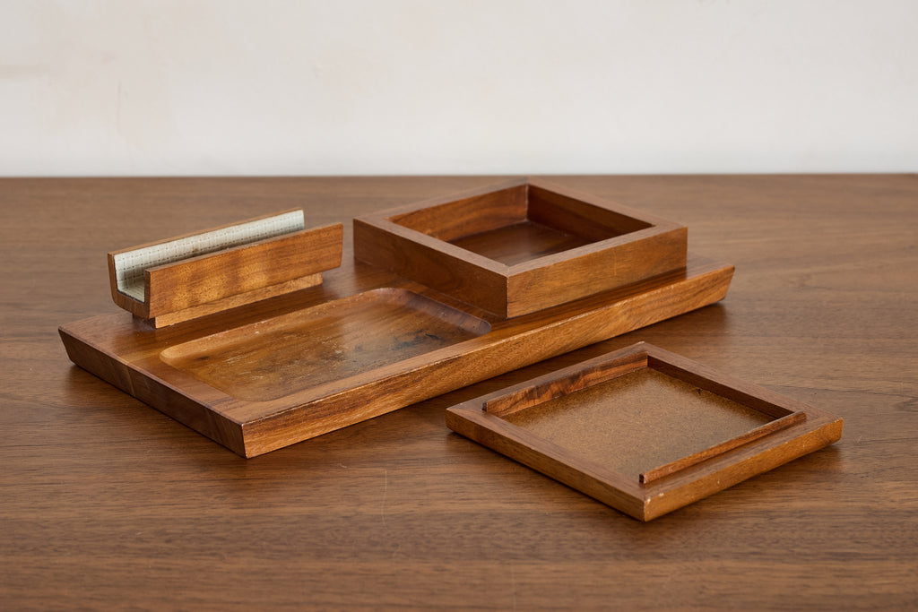 Vintage French Wooden Tabletop Organizer