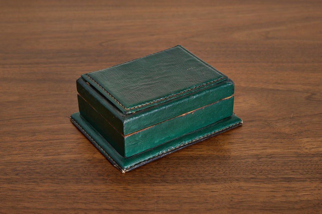French Green Leather Desk Set by Le Tanneur