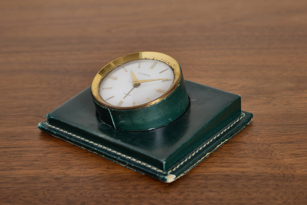 French Green Leather Desk Set by Le Tanneur