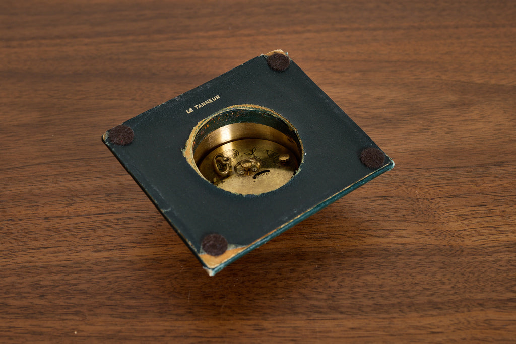 French Green Leather Desk Set by Le Tanneur