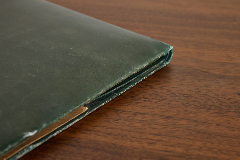 French Green Leather Desk Set by Le Tanneur