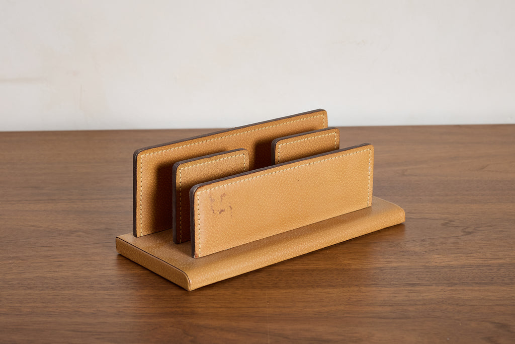 French Leather Desk Organizer by Le Tanneur