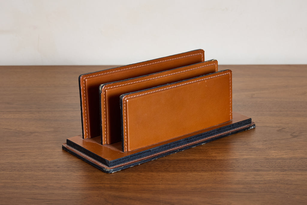 French Leather Desk Organizer by Le Tanneur